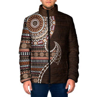 Fijian Masi Tribal Tattoos Art Pattern Padded Jacket Brown Color Half Style LT03 Brown - Polynesian Pride