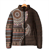Fijian Masi Tribal Tattoos Art Pattern Padded Jacket Brown Color Half Style LT03 - Polynesian Pride