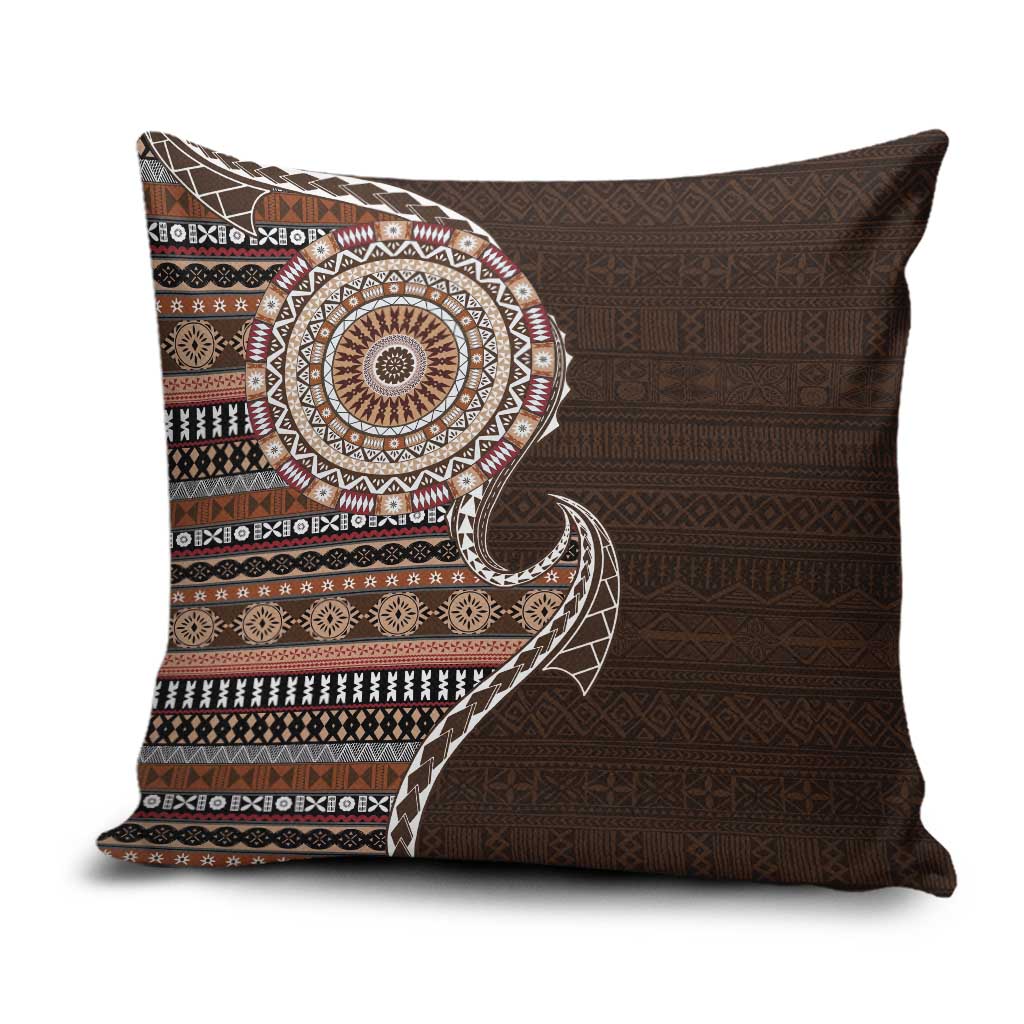 Fijian Masi Tribal Tattoos Art Pattern Pillow Cover Brown Color Half Style LT03 Brown - Polynesian Pride
