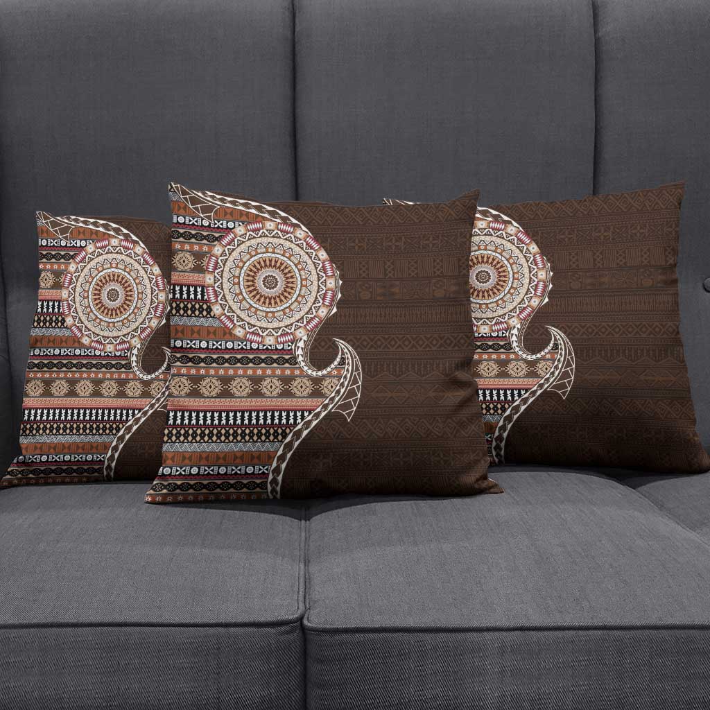 Fijian Masi Tribal Tattoos Art Pattern Pillow Cover Brown Color Half Style LT03 - Polynesian Pride