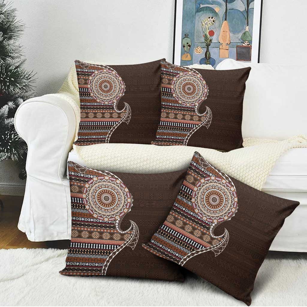 Fijian Masi Tribal Tattoos Art Pattern Pillow Cover Brown Color Half Style LT03 - Polynesian Pride