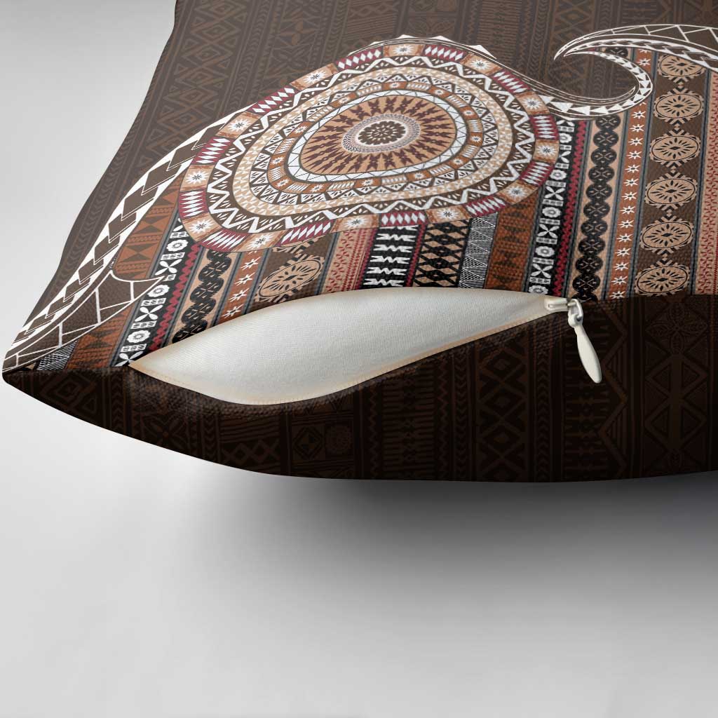 Fijian Masi Tribal Tattoos Art Pattern Pillow Cover Brown Color Half Style LT03 - Polynesian Pride