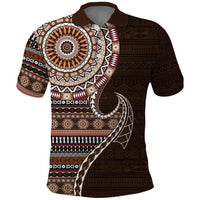 Fijian Masi Tribal Tattoos Art Pattern Polo Shirt Brown Color Half Style LT03 Brown - Polynesian Pride