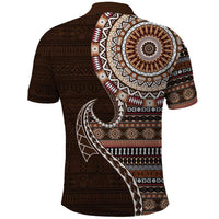 Fijian Masi Tribal Tattoos Art Pattern Polo Shirt Brown Color Half Style LT03 - Polynesian Pride