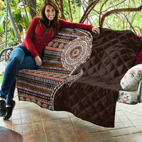 Fijian Masi Tribal Tattoos Art Pattern Quilt Brown Color Half Style - Polynesian Pride