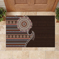 Fijian Masi Tribal Tattoos Art Pattern Rubber Doormat Brown Color Half Style LT03 Brown - Polynesian Pride