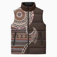 Fijian Masi Tribal Tattoos Art Pattern Sleeveless Puffer Jacket Brown Color Half Style LT03 Brown - Polynesian Pride