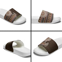 Fijian Masi Tribal Tattoos Art Pattern Slide Sandals Brown Color Half Style - Polynesian Pride