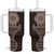 Fijian Masi Tribal Tattoos Art Pattern Tumbler With Handle Brown Color Half Style - Polynesian Pride