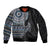 Fijian Masi Tribal Tattoos Art Pattern Bomber Jacket Navy Color Half Style - Polynesian Pride