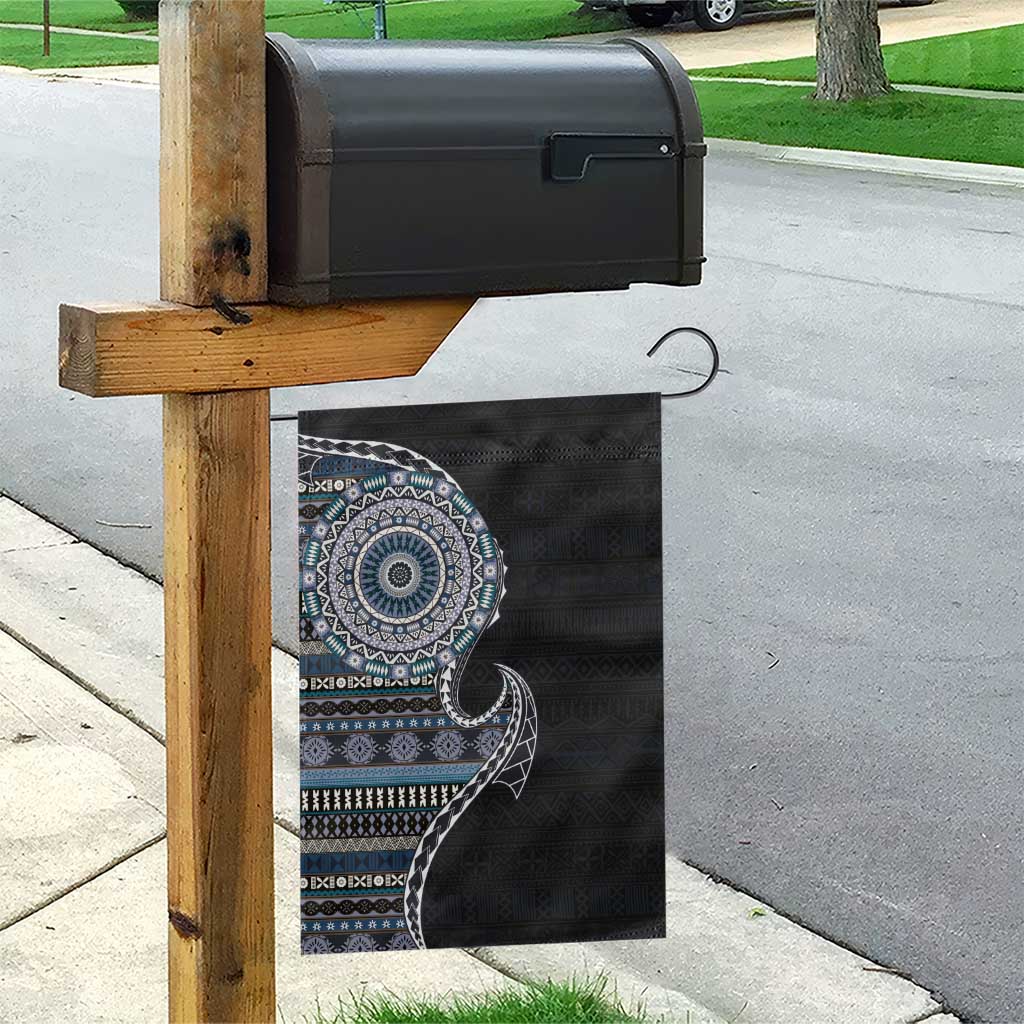 Fijian Masi Tribal Tattoos Art Pattern Garden Flag Navy Color Half Style - Polynesian Pride