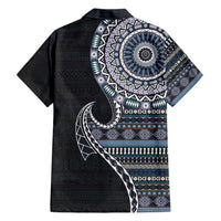 Fijian Masi Tribal Tattoos Art Pattern Hawaiian Shirt Navy Color Half Style - Polynesian Pride