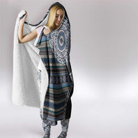 Fijian Masi Tribal Tattoos Art Pattern Hooded Blanket Navy Color Half Style LT03 - Polynesian Pride