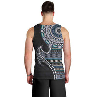 Fijian Masi Tribal Tattoos Art Pattern Men Tank Top Navy Color Half Style - Polynesian Pride