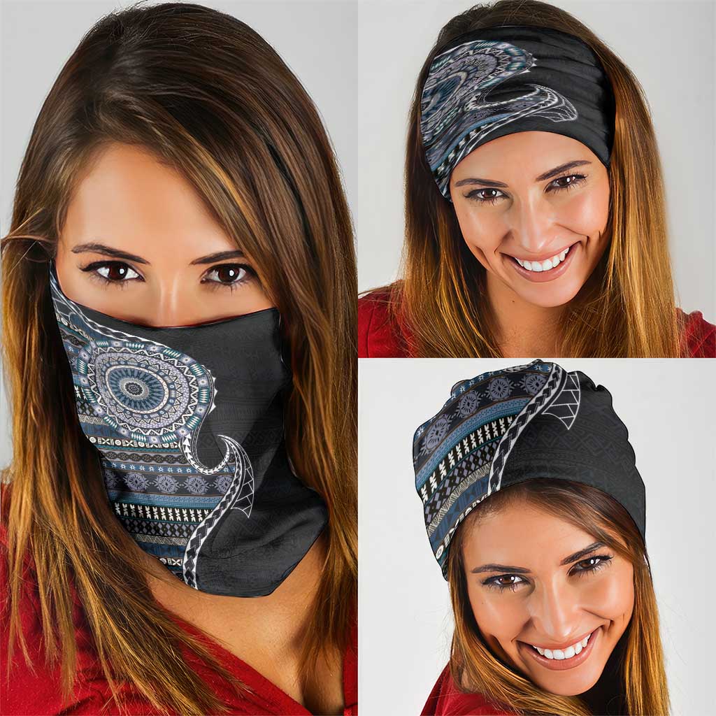 Fijian Masi Tribal Tattoos Art Pattern Neck Gaiter Navy Color Half Style LT03