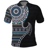 Fijian Masi Tribal Tattoos Art Pattern Polo Shirt Navy Color Half Style LT03 Navy - Polynesian Pride