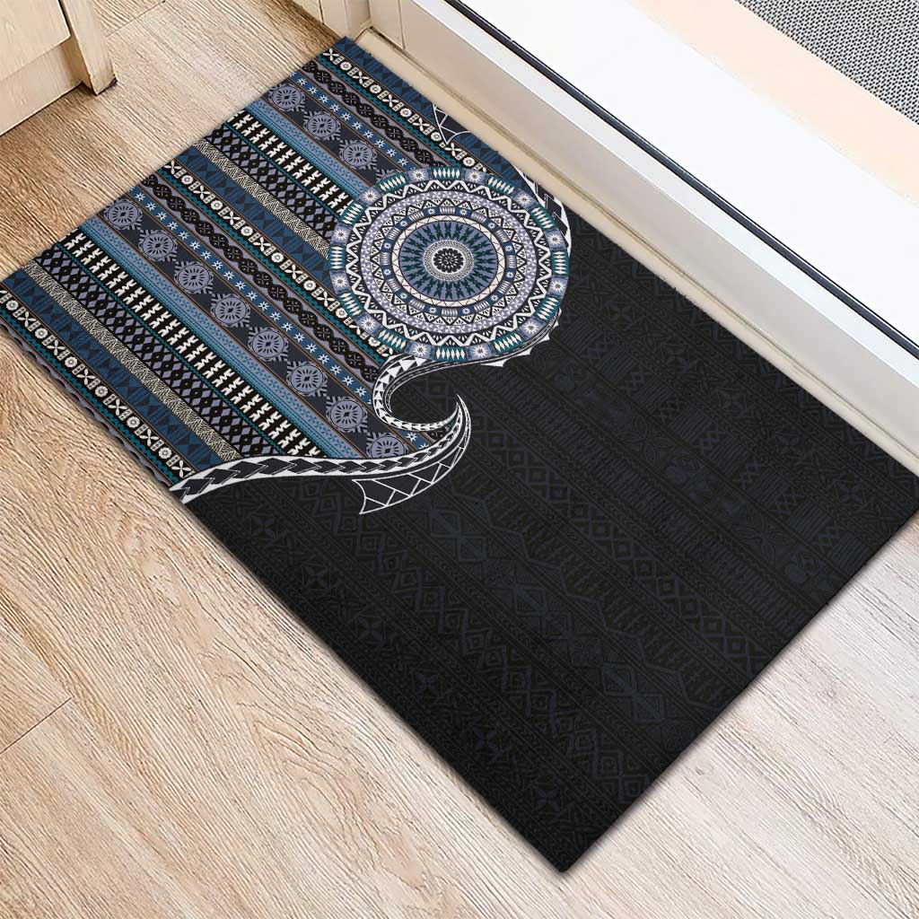 Fijian Masi Tribal Tattoos Art Pattern Rubber Doormat Navy Color Half Style LT03 - Polynesian Pride