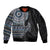 Fijian Masi Tribal Tattoos Art Pattern Sleeve Zip Bomber Jacket Navy Color Half Style - Polynesian Pride
