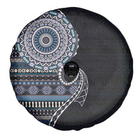 Fijian Masi Tribal Tattoos Art Pattern Spare Tire Cover Navy Color Half Style - Polynesian Pride
