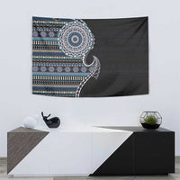 Fijian Masi Tribal Tattoos Art Pattern Tapestry Navy Color Half Style LT03 - Polynesian Pride
