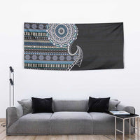 Fijian Masi Tribal Tattoos Art Pattern Tapestry Navy Color Half Style LT03 - Polynesian Pride