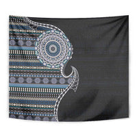 Fijian Masi Tribal Tattoos Art Pattern Tapestry Navy Color Half Style LT03 - Polynesian Pride
