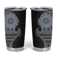 Fijian Masi Tribal Tattoos Art Pattern Tumbler Cup Navy Color Half Style - Polynesian Pride