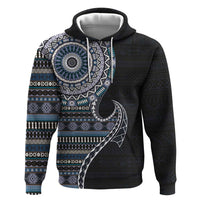 Fijian Masi Tribal Tattoos Art Pattern Zip Hoodie Navy Color Half Style - Polynesian Pride