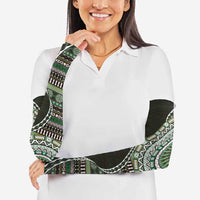 Fijian Masi Tribal Tattoos Art Pattern Arm Sleeves Green Color Half Style - Polynesian Pride