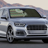 Fijian Masi Tribal Tattoos Art Pattern Auto Sun Shade Green Color Half Style - Polynesian Pride