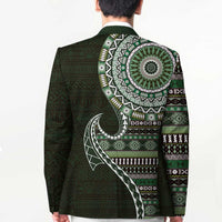 Fijian Masi Tribal Tattoos Art Pattern Blazer Green Color Half Style - Polynesian Pride