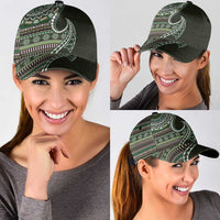 Fijian Masi Tribal Tattoos Art Pattern Classic Cap Green Color Half Style - Polynesian Pride