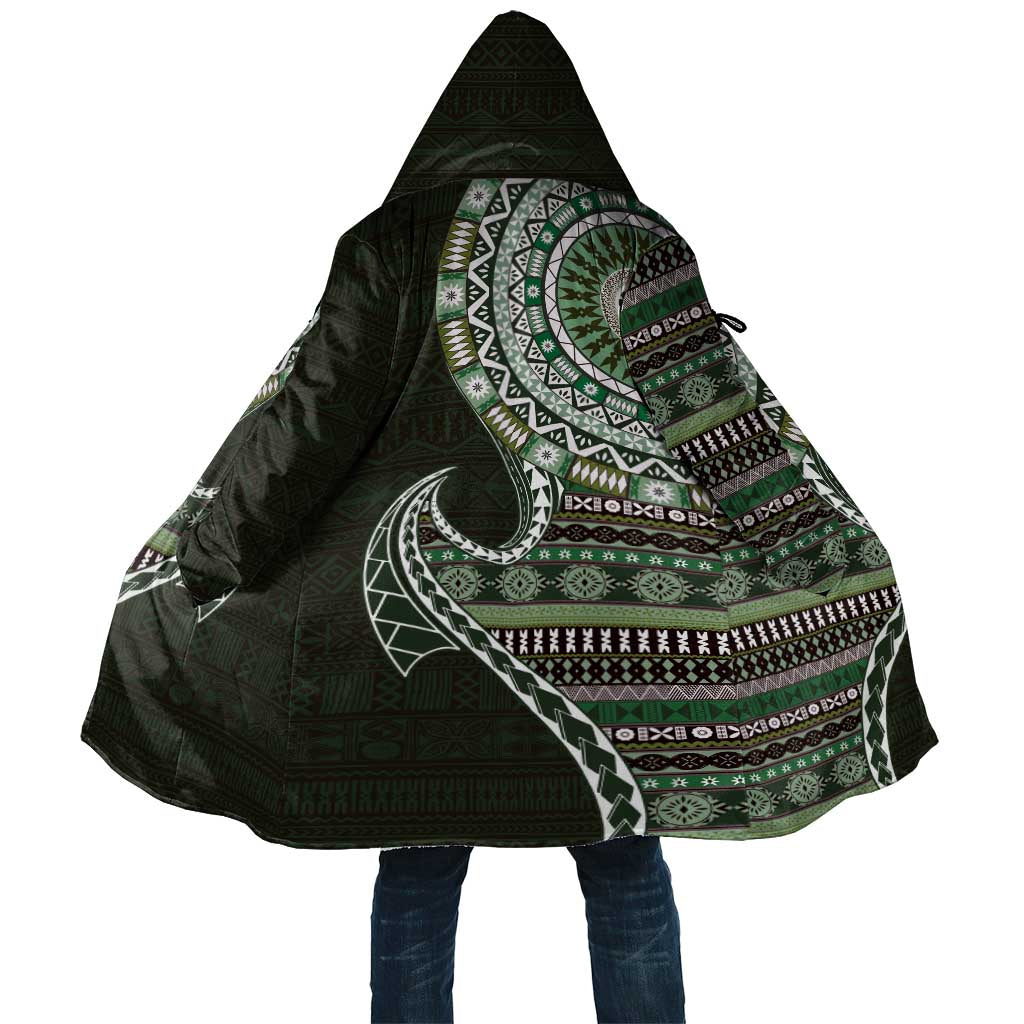 Fijian Masi Tribal Tattoos Art Pattern Cloak Green Color Half Style - Polynesian Pride