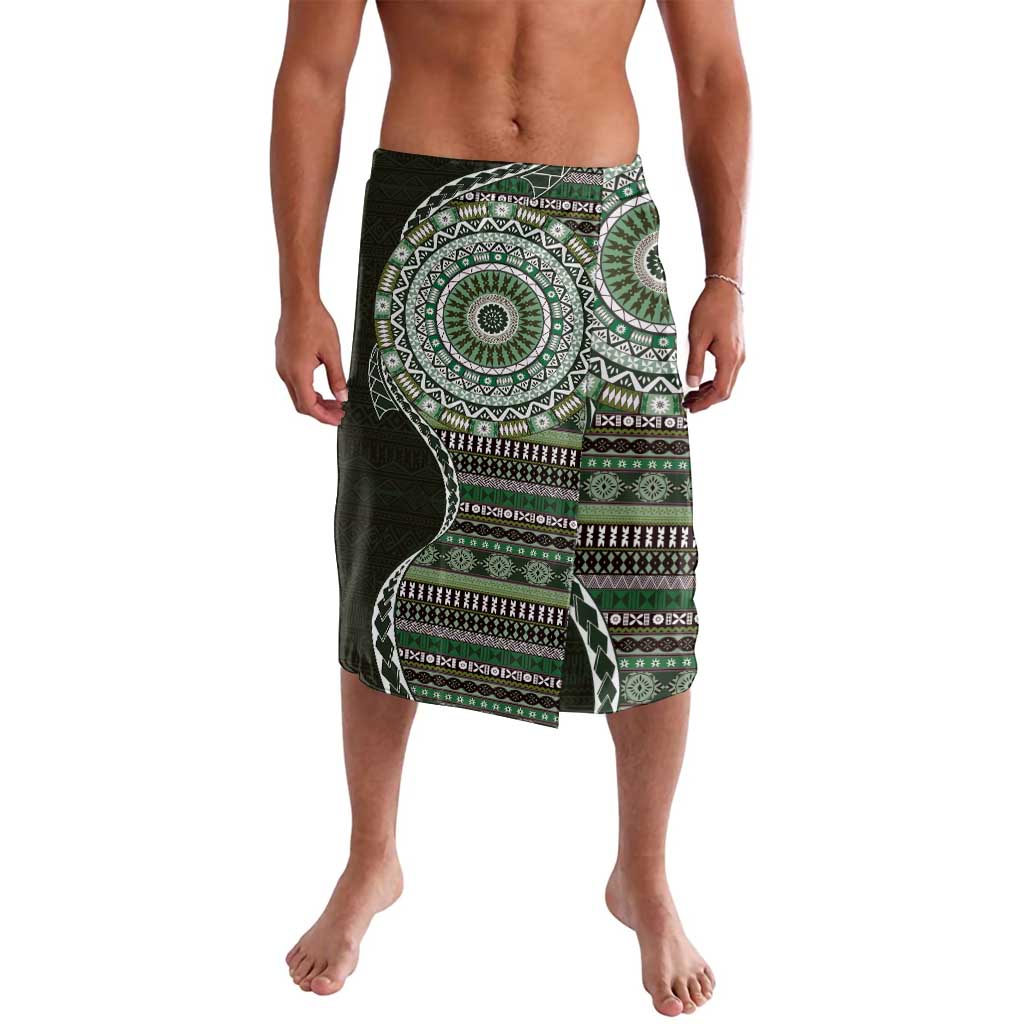 Fijian Masi Tribal Tattoos Art Pattern Lavalava Green Color Half Style - Polynesian Pride