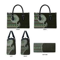 Fijian Masi Tribal Tattoos Art Pattern Leather Bag Green Color Half Style - Polynesian Pride