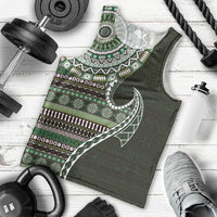 Fijian Masi Tribal Tattoos Art Pattern Men Tank Top Green Color Half Style - Polynesian Pride