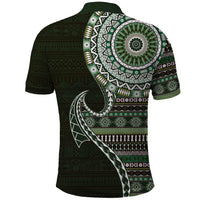 Fijian Masi Tribal Tattoos Art Pattern Polo Shirt Green Color Half Style LT03 - Polynesian Pride
