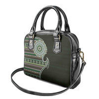 Fijian Masi Tribal Tattoos Art Pattern Shoulder Handbag Green Color Half Style - Polynesian Pride