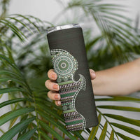 Fijian Masi Tribal Tattoos Art Pattern Skinny Tumbler Green Color Half Style - Polynesian Pride