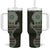 Fijian Masi Tribal Tattoos Art Pattern Tumbler With Handle Green Color Half Style - Polynesian Pride