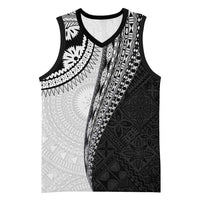 Fijian Masi Tattoos Basketball Jersey with Tapa Tribal Pattern LT03 Unisex White - Polynesian Pride