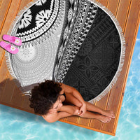 Fijian Masi Tattoos Beach Blanket with Tapa Tribal Pattern - Polynesian Pride
