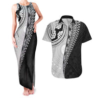 Fijian Masi Tattoos Couples Matching Tank Maxi Dress and Hawaiian Shirt with Tapa Tribal Pattern - Polynesian Pride