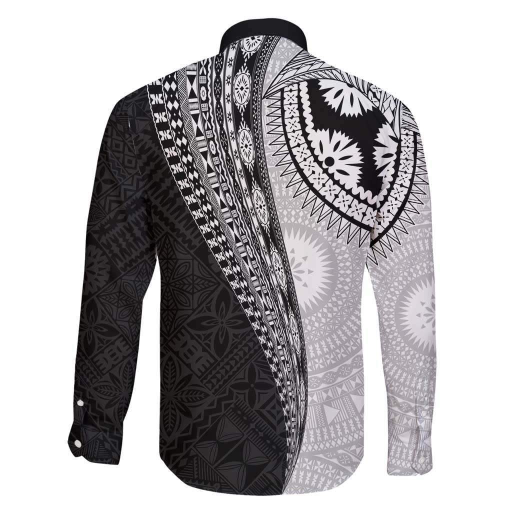 Fijian Masi Tattoos Family Matching Off Shoulder Maxi Dress and Hawaiian Shirt with Tapa Tribal Pattern - Polynesian Pride