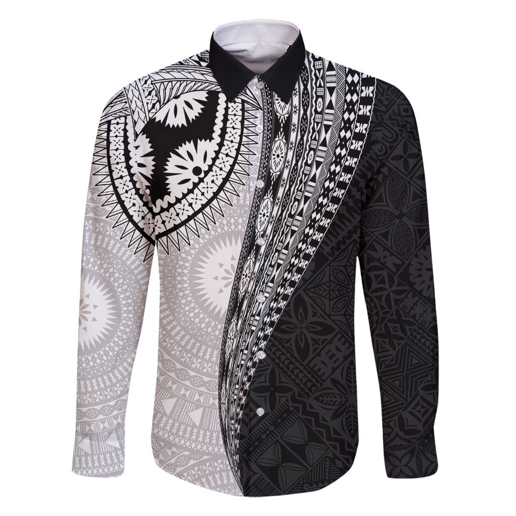 Fijian Masi Tattoos Family Matching Off Shoulder Short Dress and Hawaiian Shirt with Tapa Tribal Pattern - Polynesian Pride