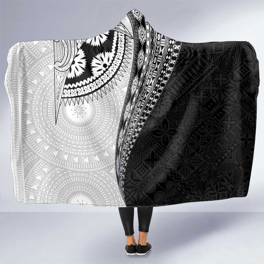 Fijian Masi Tattoos Hooded Blanket with Tapa Tribal Pattern LT03 One Size White - Polynesian Pride