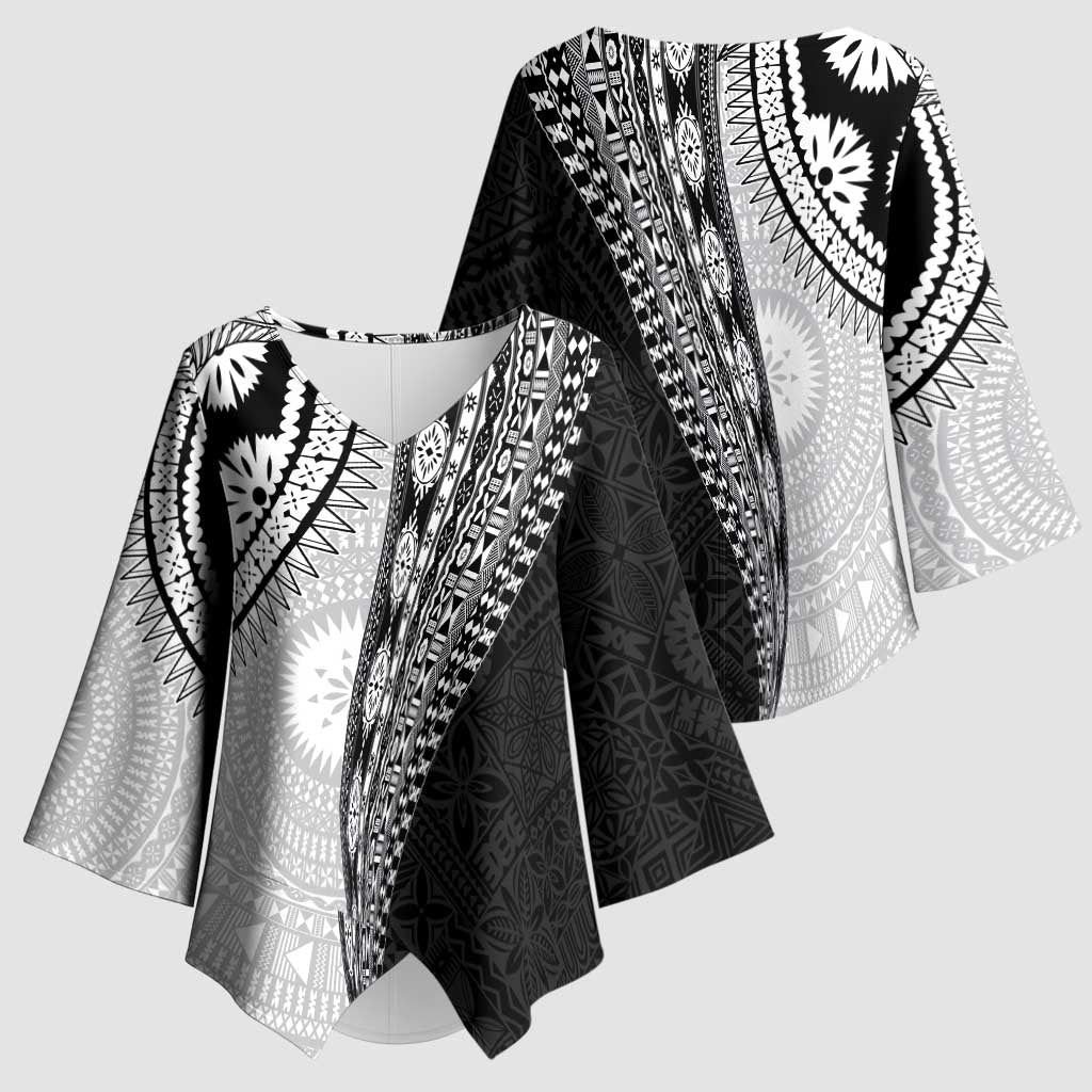 Fijian Masi Tattoos Kimono Sleeve Blouse with Tapa Tribal Pattern - Polynesian Pride