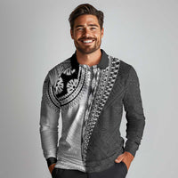 Fijian Masi Tattoos Long Sleeve Polo Shirt with Tapa Tribal Pattern LT03 - Polynesian Pride
