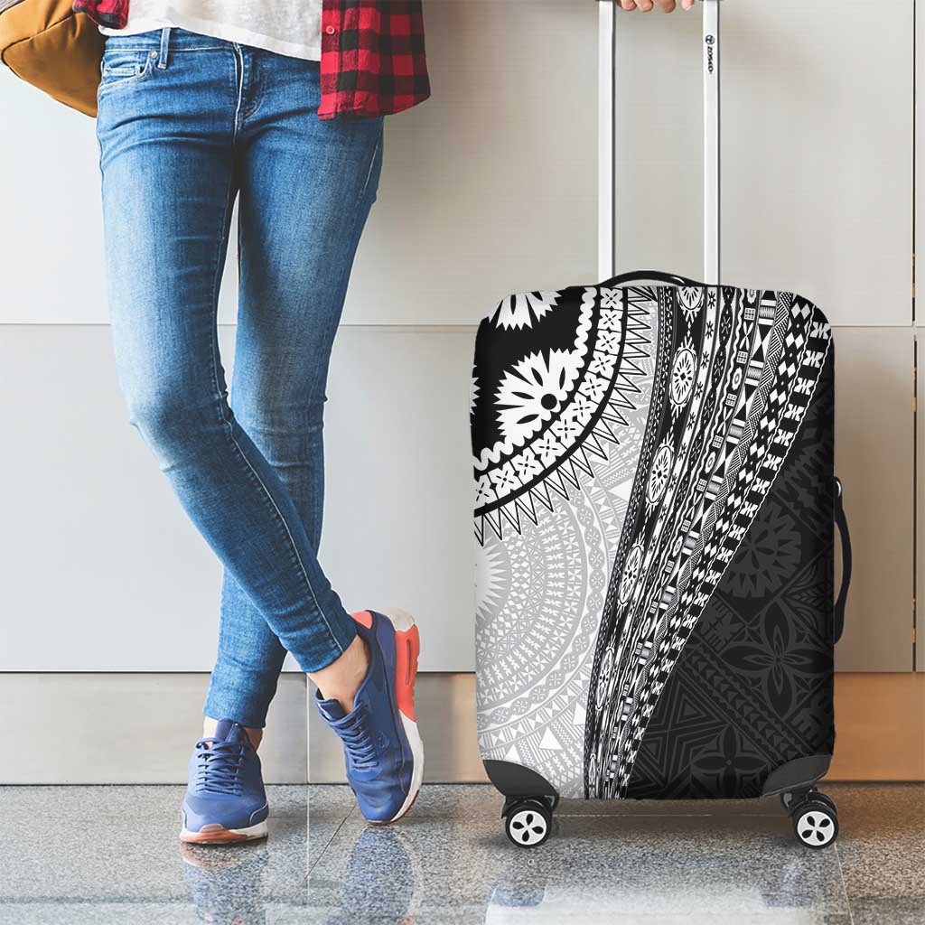 Fijian Masi Tattoos Luggage Cover with Tapa Tribal Pattern - Polynesian Pride