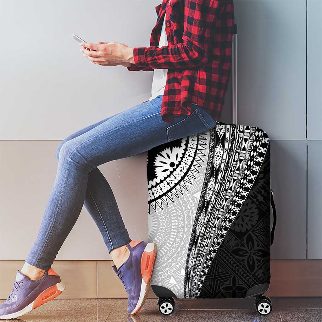 Fijian Masi Tattoos Luggage Cover with Tapa Tribal Pattern - Polynesian Pride